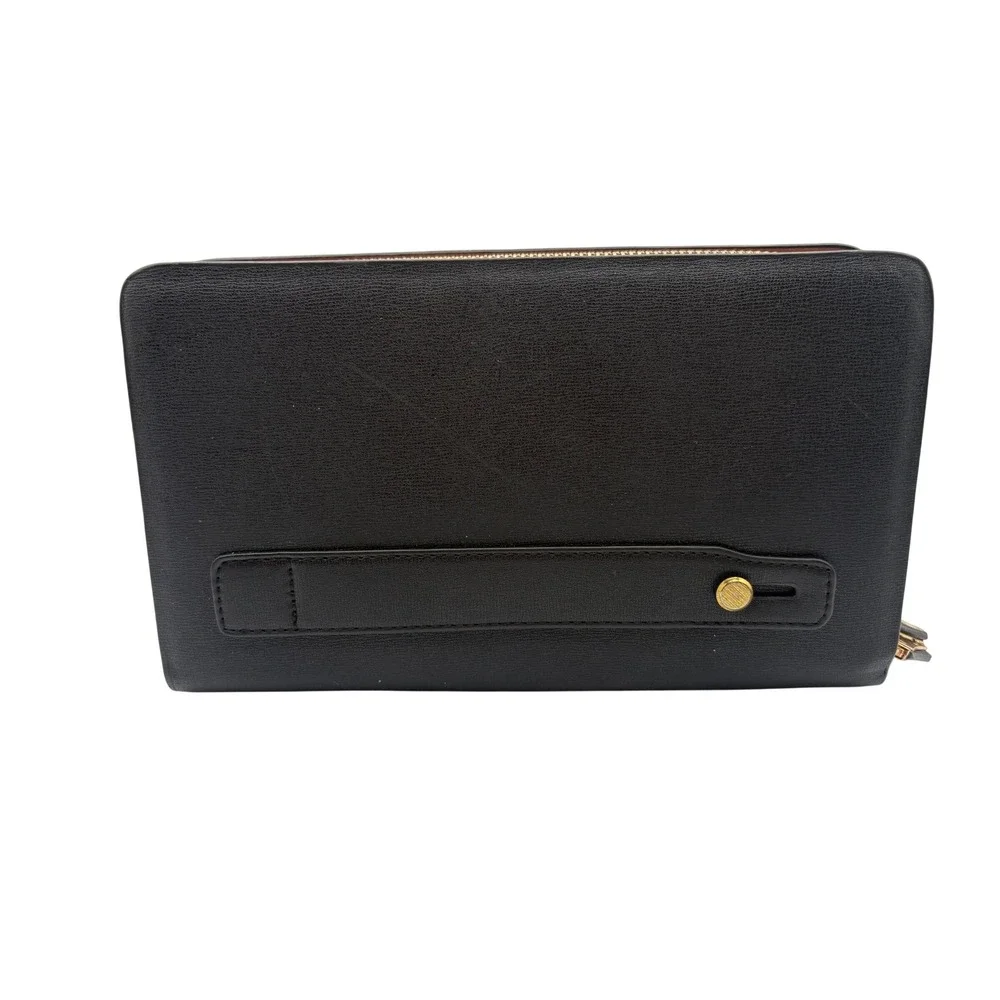 LDLS Double Zip Travel Wallet Mens OS Black Excellent Wristlet Clutch Organizer